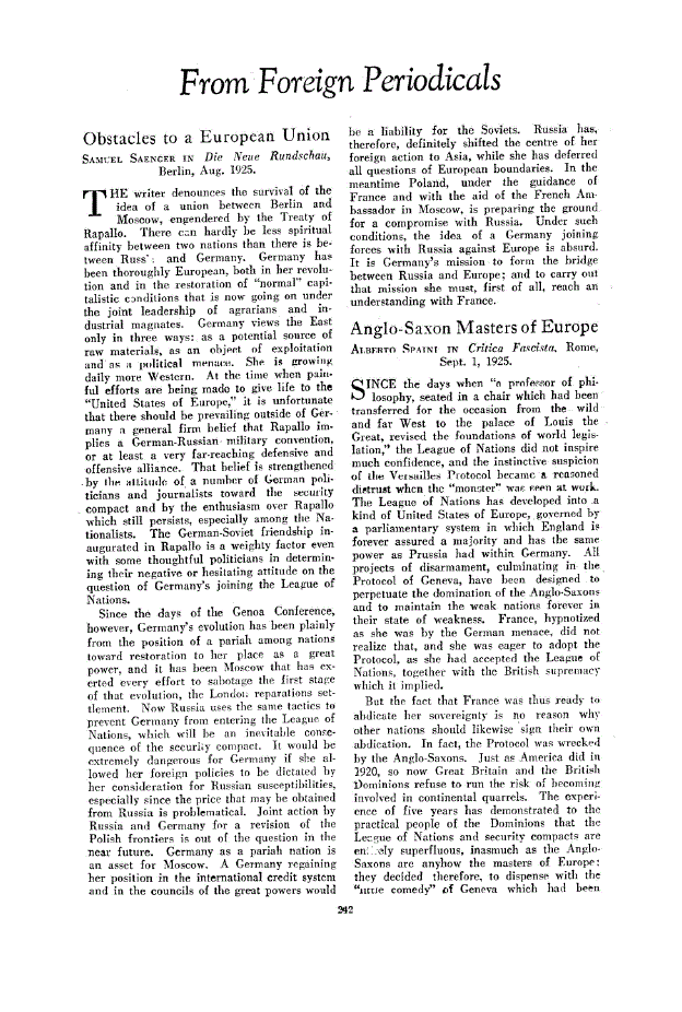 First page of From Foreign Periodicals