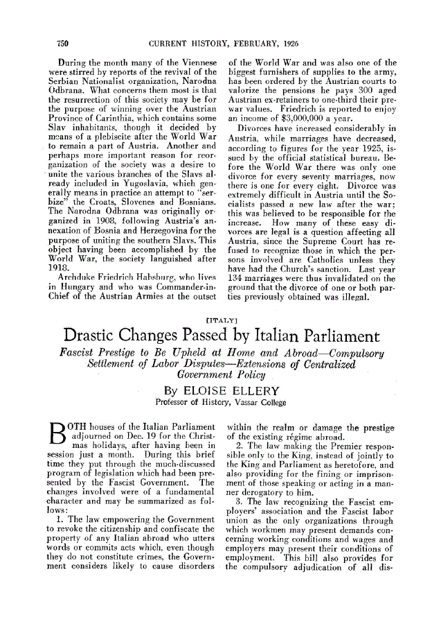 First page of Drastic Changes Passed by Italian Parliament