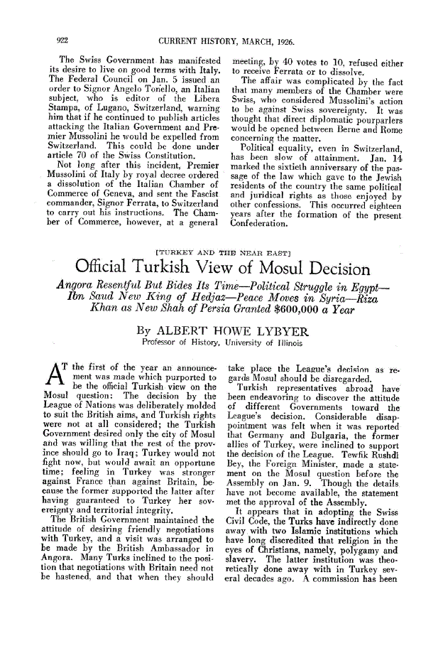 First page of Official Turkish View of Mosul Decision