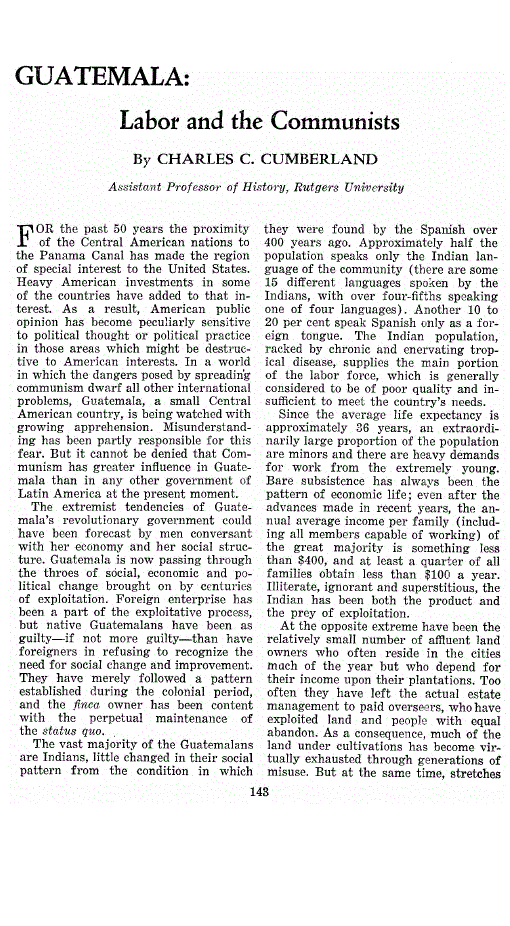 First page of Guatemala<subtitle>Labor and the Communists</subtitle>