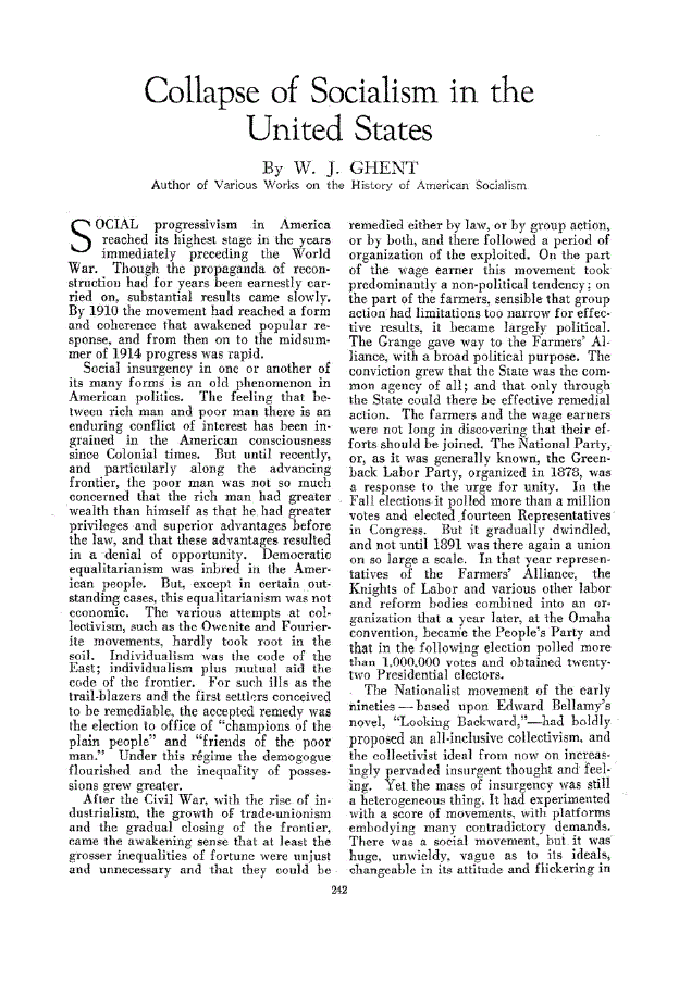 First page of Collapse of Socialism in the United States