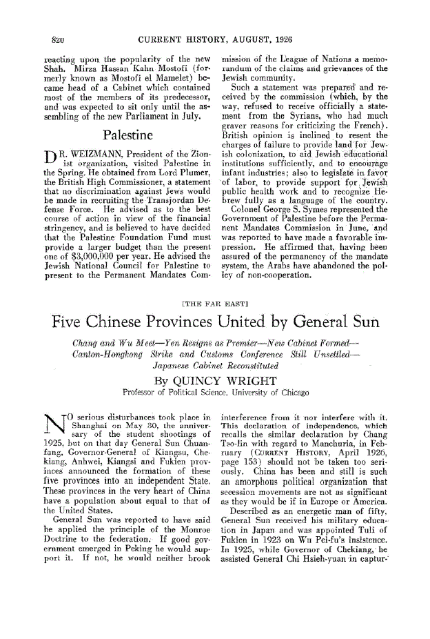 First page of Five Chinese Provinces United by General Sun