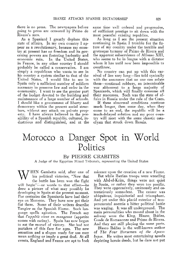 First page of Morocco a Danger Spot in World Politics