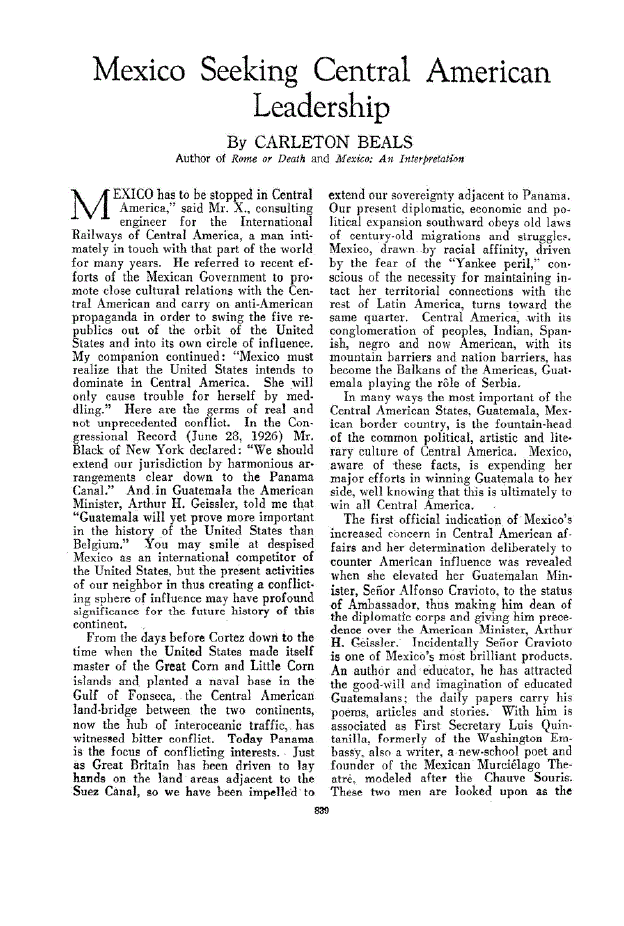 First page of Mexico Seeking Central American Leadership