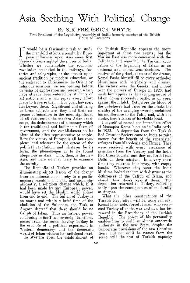 First page of Asia Seething With Political Change