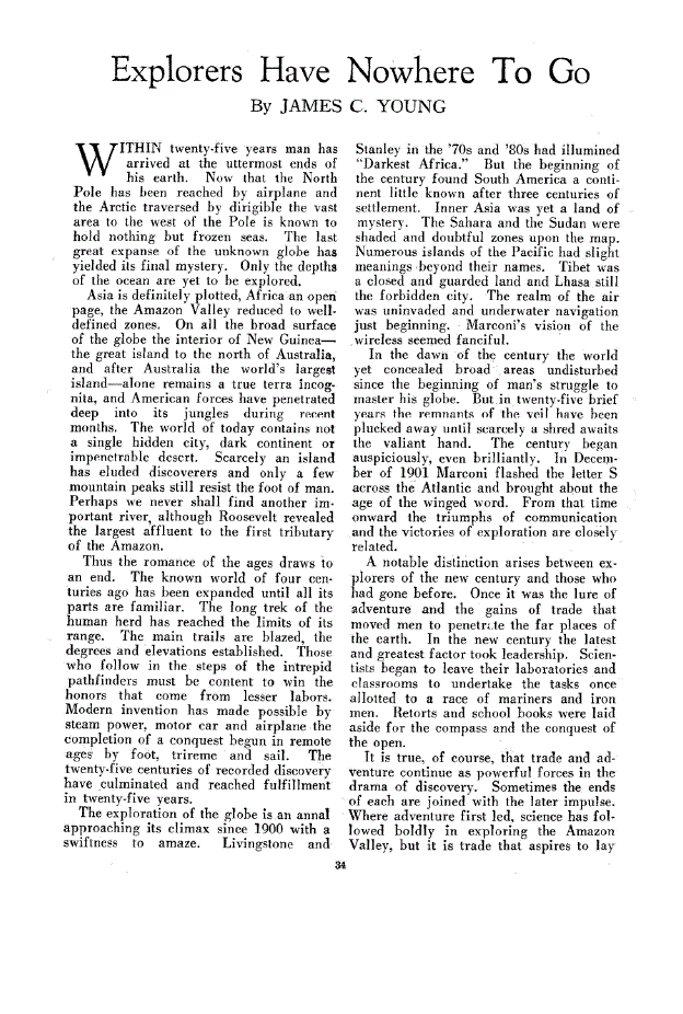 First page of Explorers have Nowhere to Go