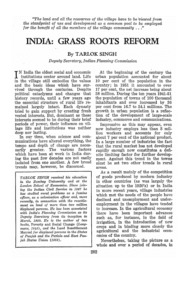 First page of India<subtitle>Grass Roots Reform</subtitle>