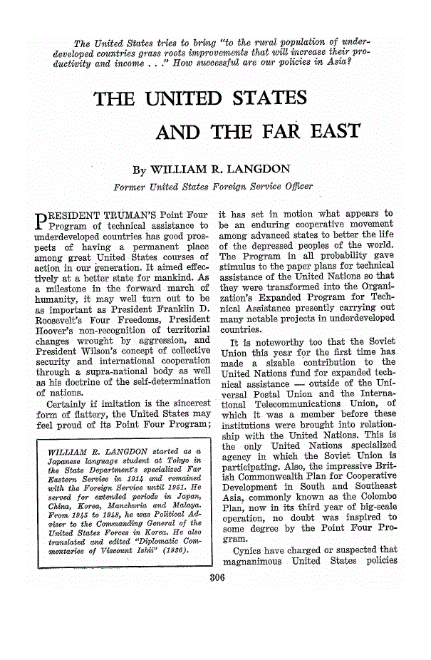 First page of The United States and the Far East