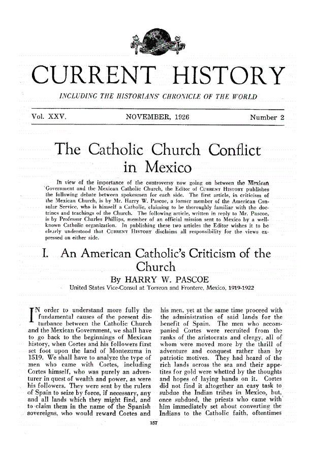 First page of I. An American Catholic’s Criticism of the Church