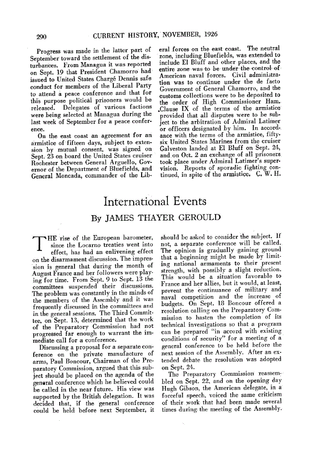 First page of International Events