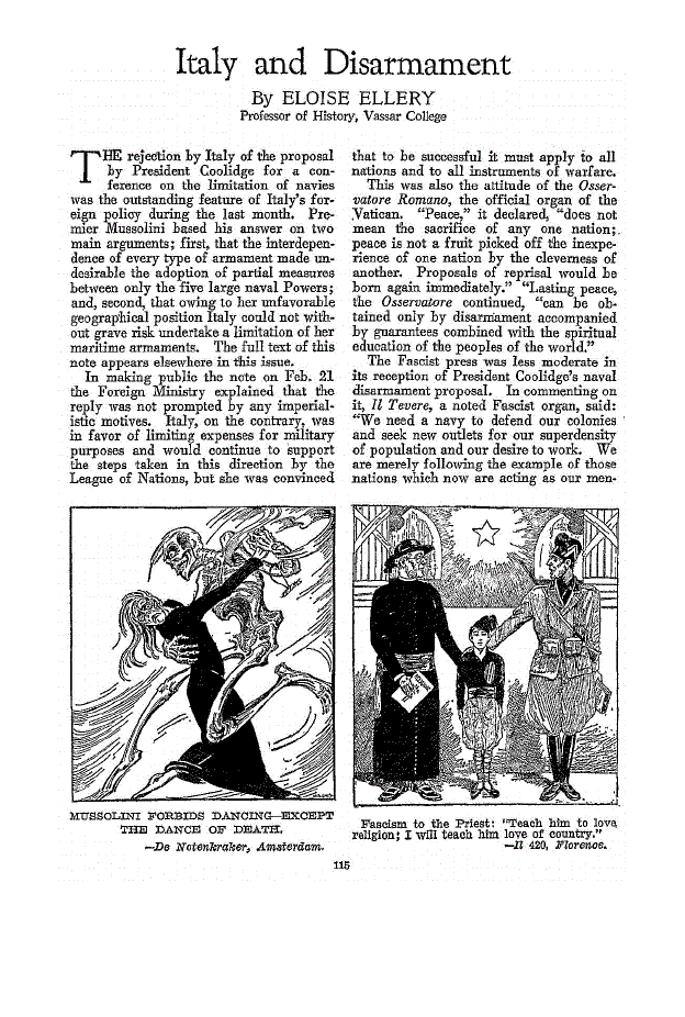 First page of Italy and Disarmament