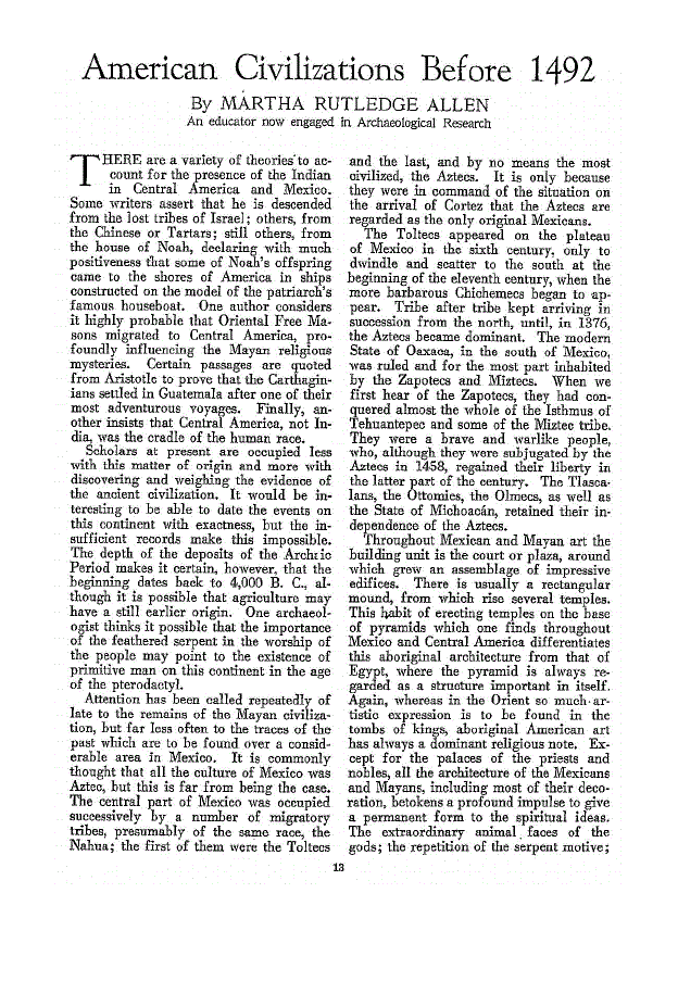 First page of American Civilizations Before 1492