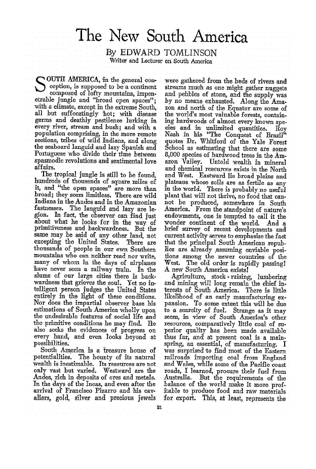 First page of The New South America