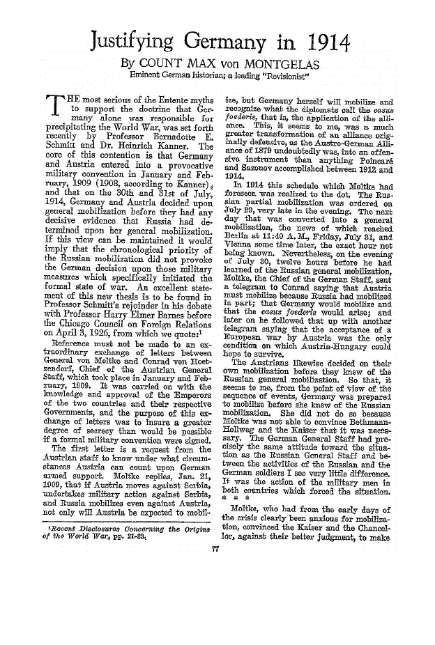 First page of Justifying Germany in 1914