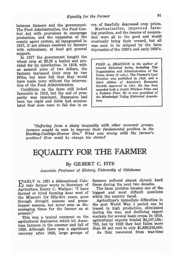 First page of Equality for the Farmer