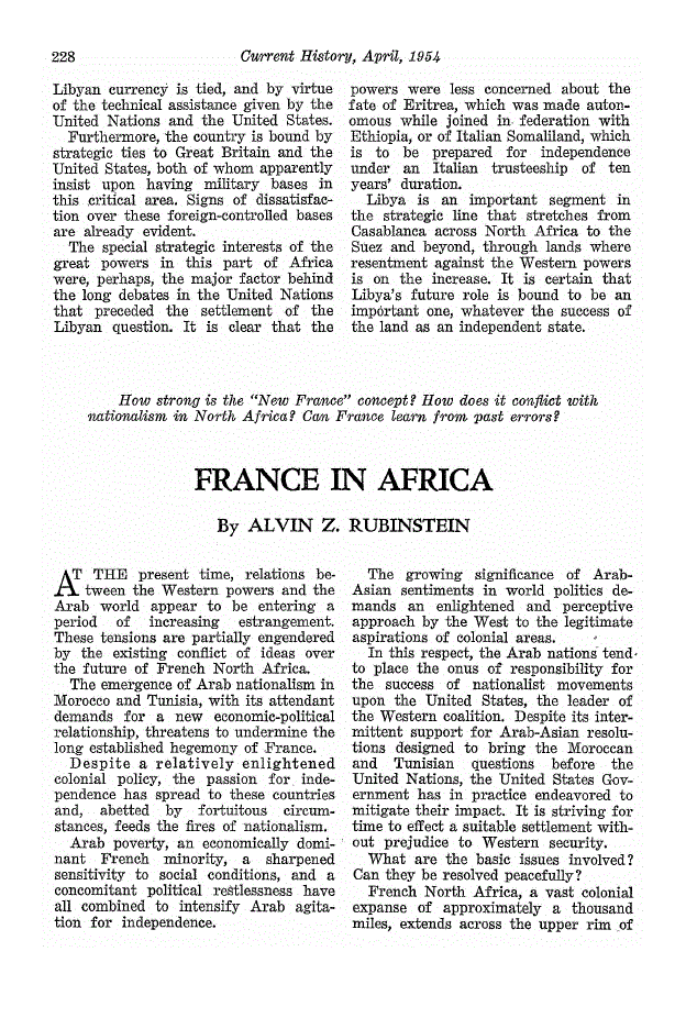 First page of France in Africa