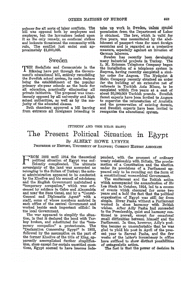 First page of The Present Political Situation in Egypt