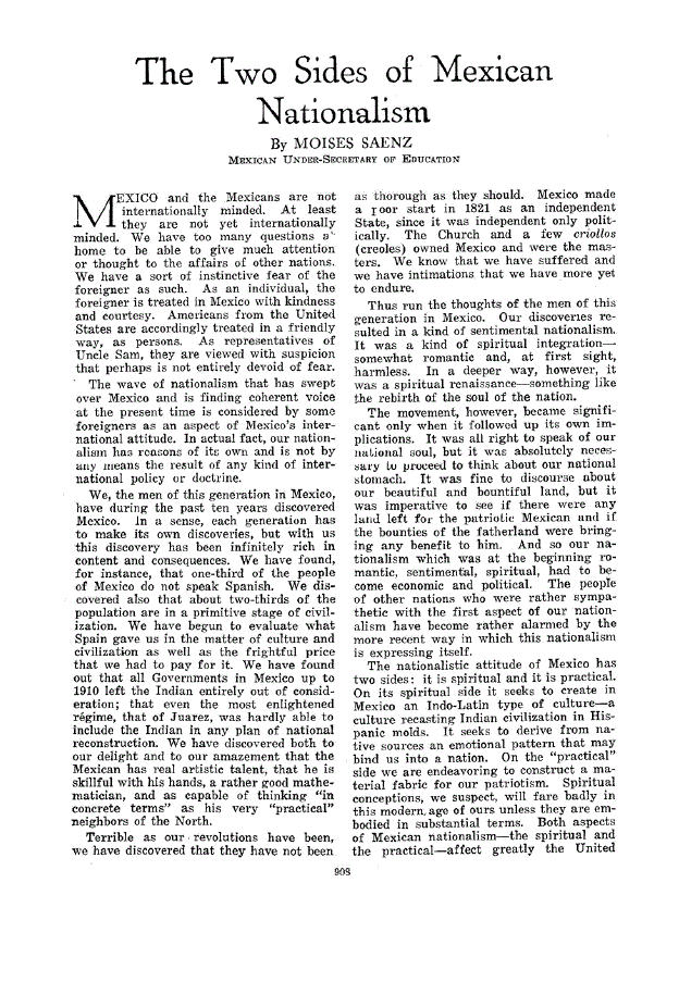 First page of The Two Sides of Mexican Nationalism