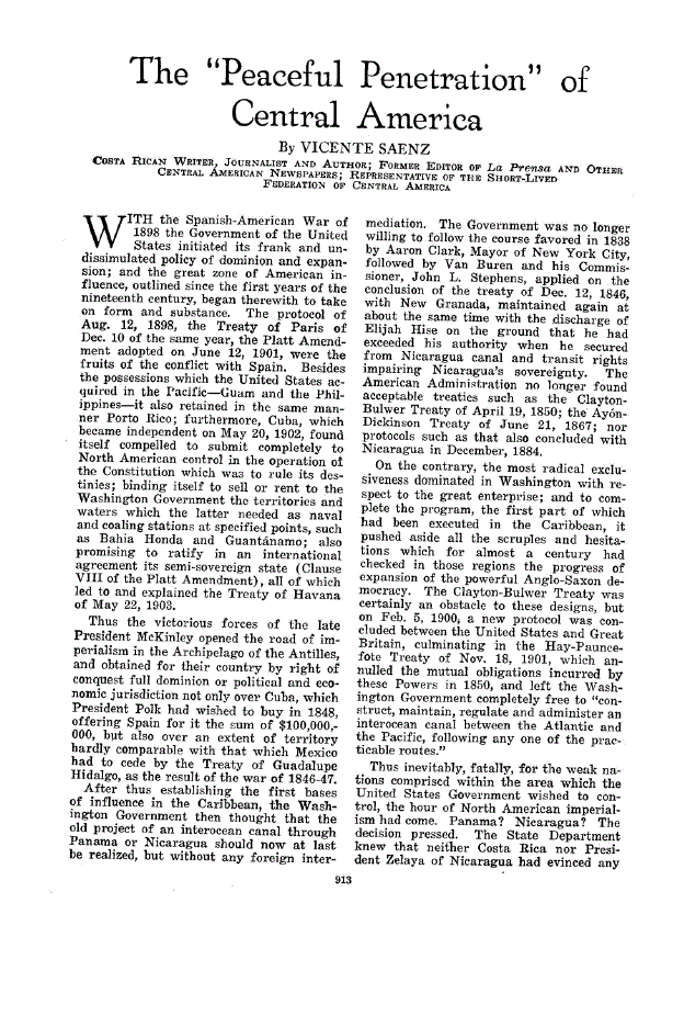 First page of The “Peaceful Penetration” of Central America