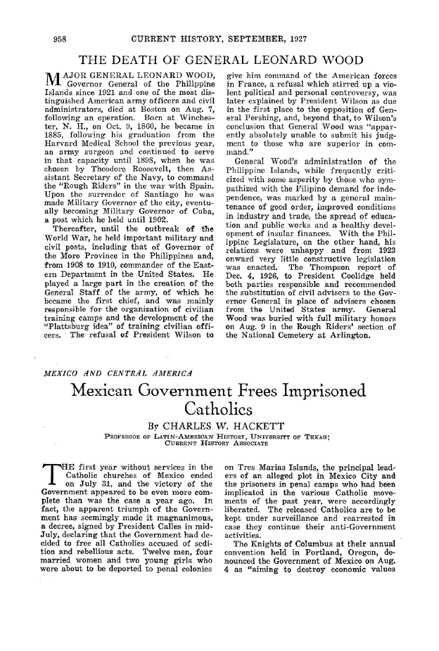 First page of Mexican Government Frees Imprisoned Catholics