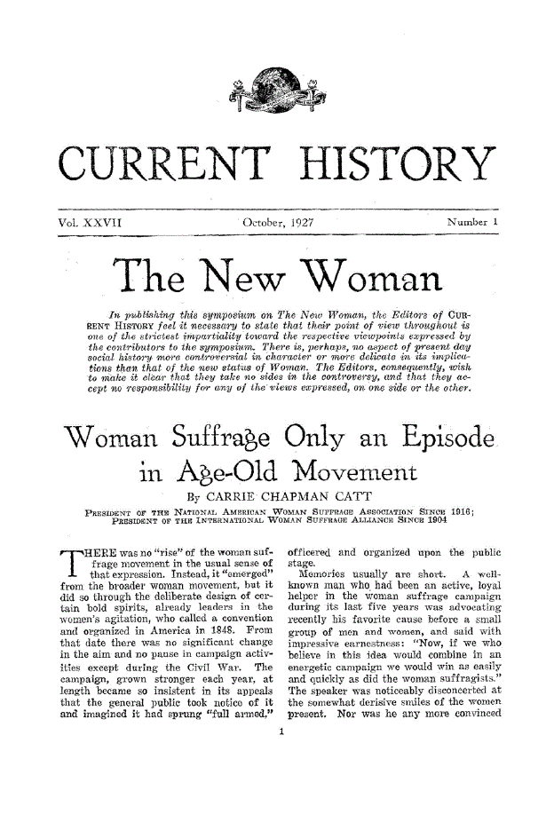 First page of Woman Suffrage Only an Episode in Age-O1d Movement