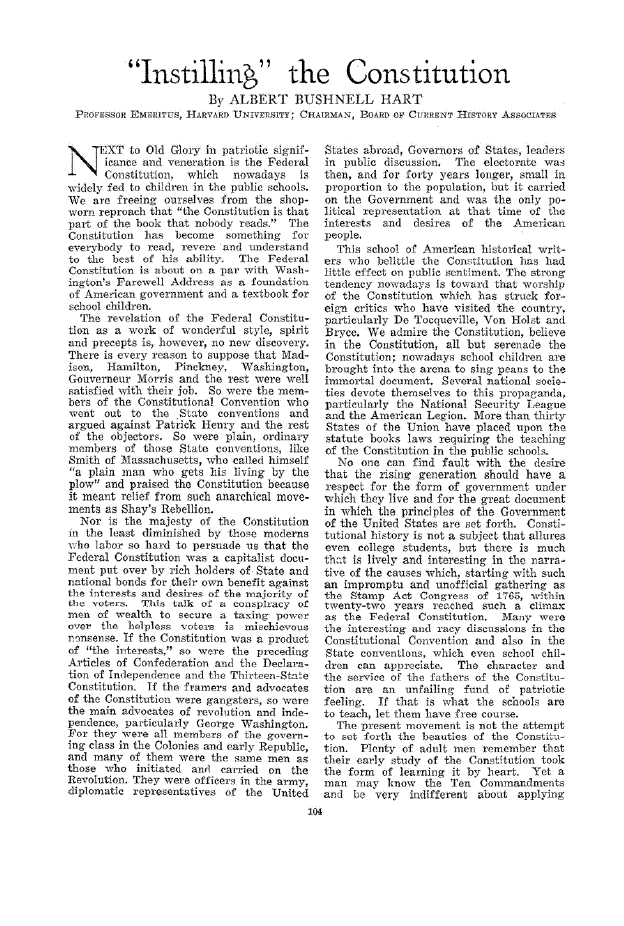 First page of “Instilling” the Constitution
