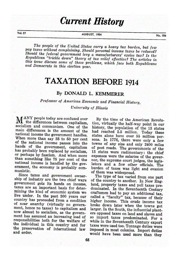 First page of Taxation Before 1914