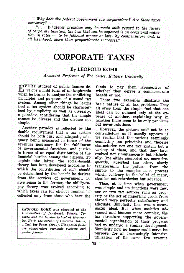 First page of Corporate Taxes