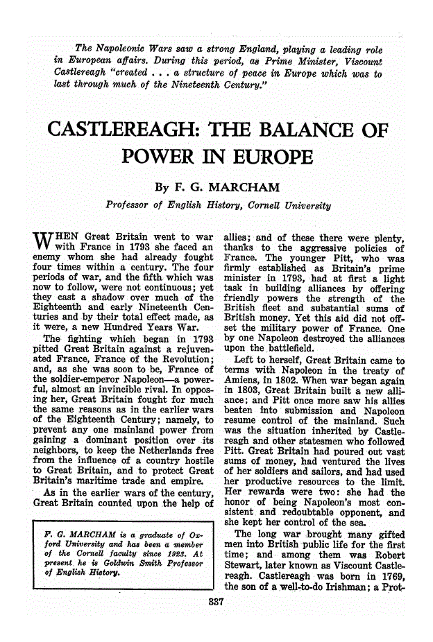 First page of Castlereagh<subtitle>The Balance of Power in Europe</subtitle>