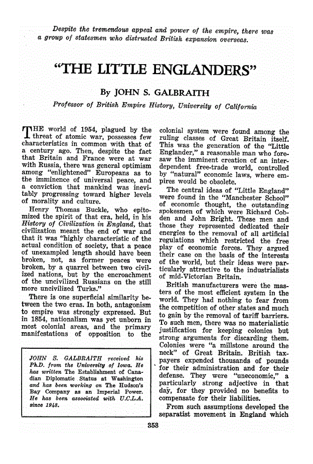 First page of “The Little Englanders”