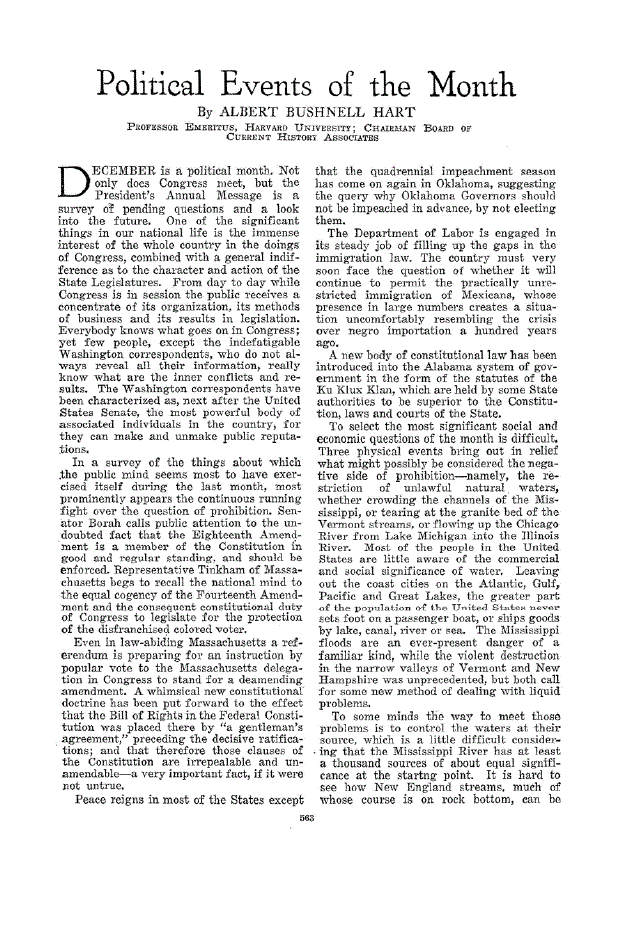 First page of Political Events of the Month