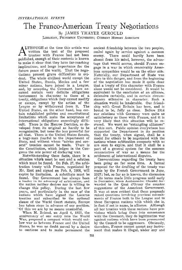 First page of The Franco-American Treaty Negotiations