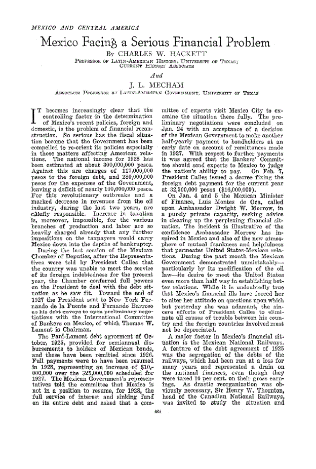First page of Mexico Facing a Serious Financial Problem