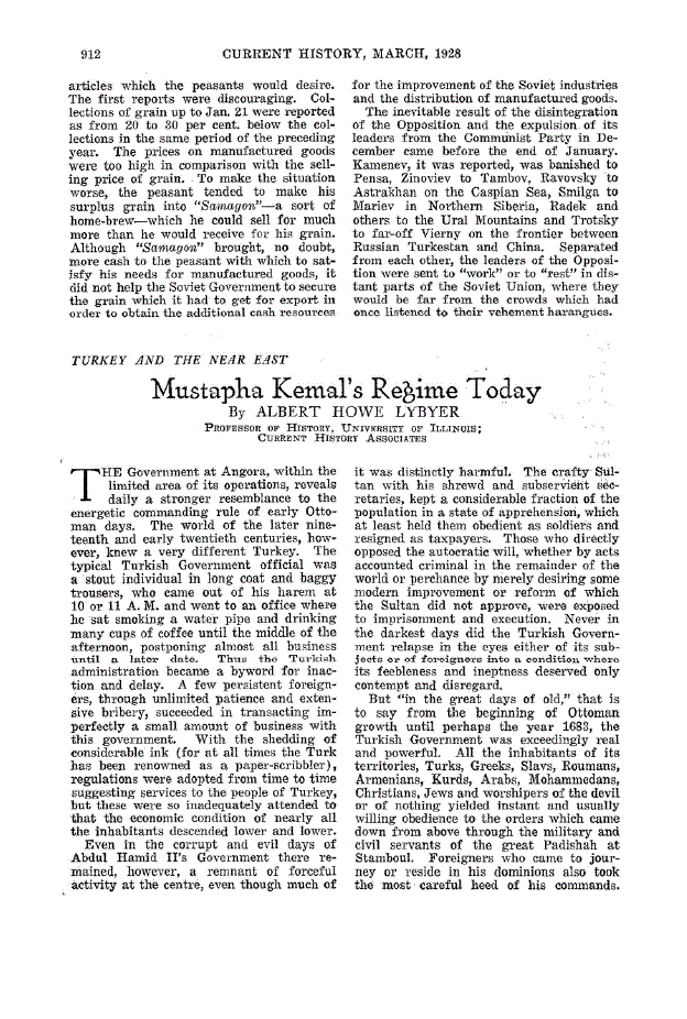 First page of Mustapha Kemal’s Regime Today