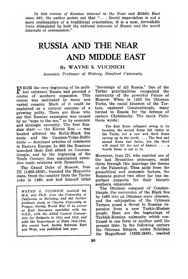 First page of Russia and the Near and Middle East