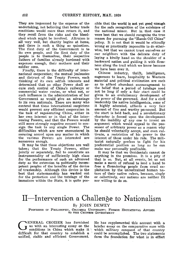 First page of II—Intervention a Challenge to Nationalism
