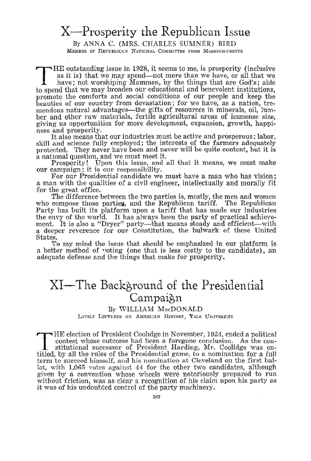 First page of XI—The Background of the Presidential Campaign