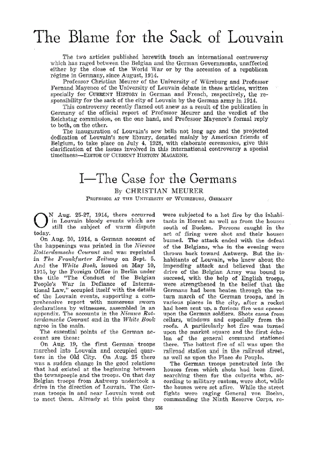 First page of I—The Case for the Germans