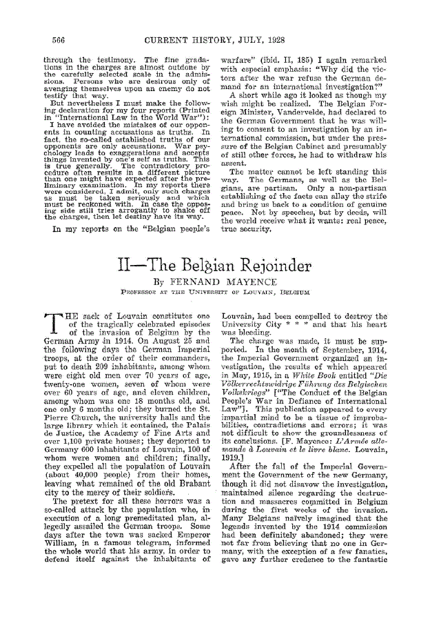 First page of II—The Belgian Rejoinder