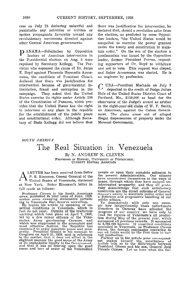 First page of The Real Situation in Venezuela