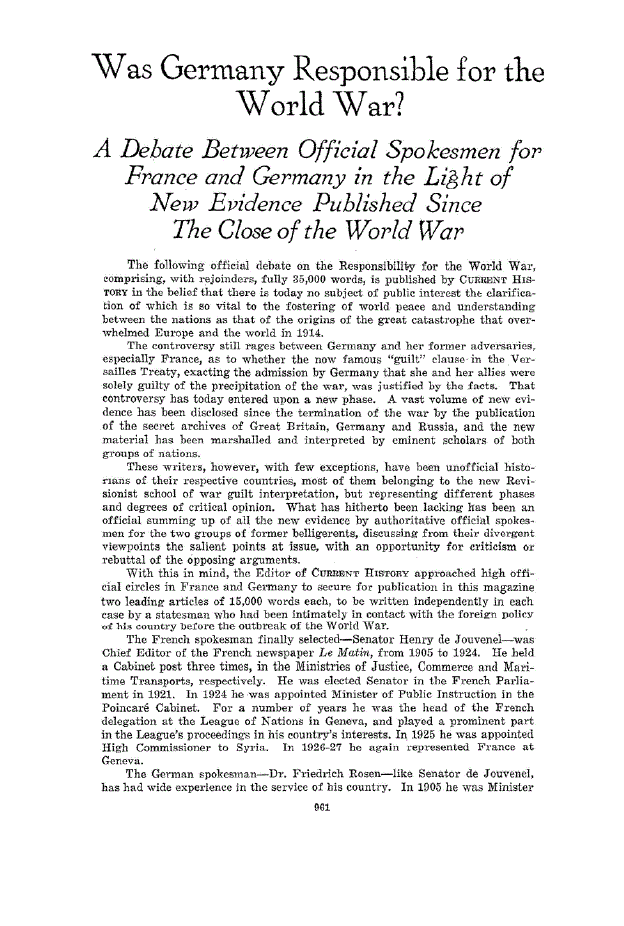 First page of I—The War Due to a German-Austrian Plot To Dominate the Balkans