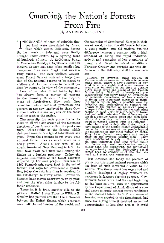 First page of Guarding, the Nation’s Forests From Fire