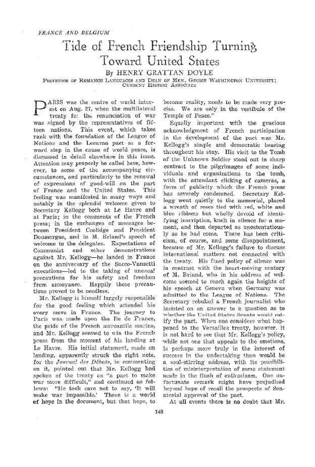 First page of Tide of French Friendship Turning Toward United States