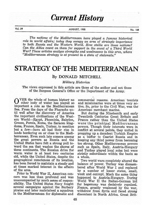 First page of Strategy of the Mediterranean