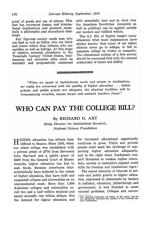 First page of Who Can Pay the College Bill?