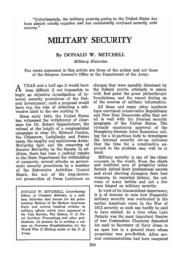First page of Military Security