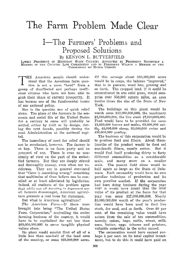 First page of I–The Farmers’ Problems and Proposed Solutions