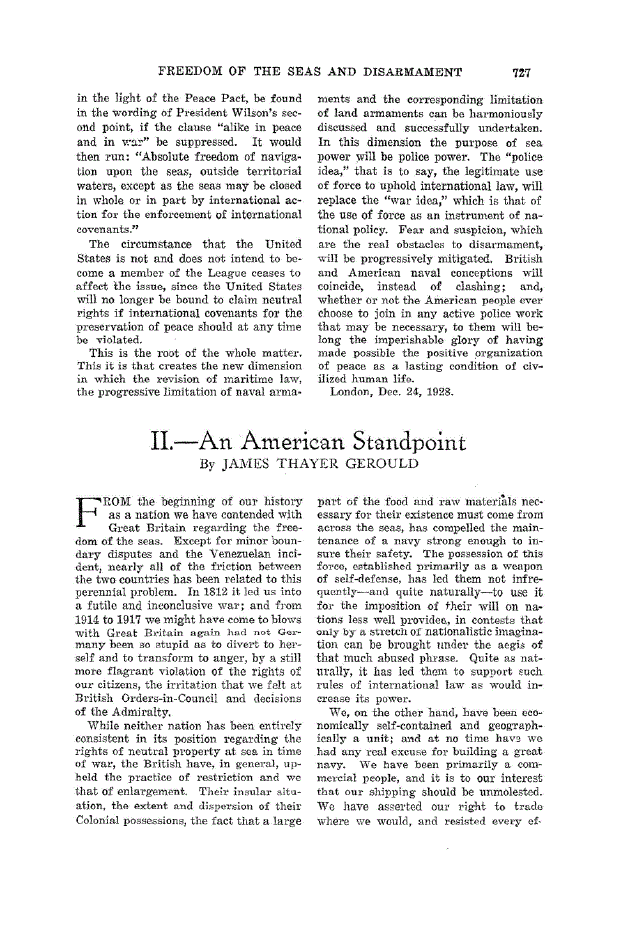 First page of II.–An American Standpoint