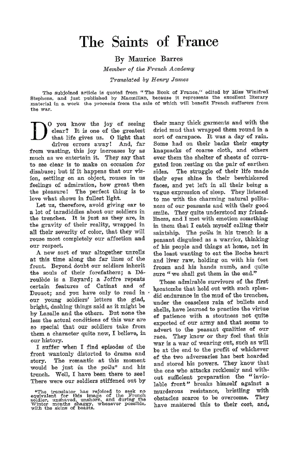 First page of The Saints of France