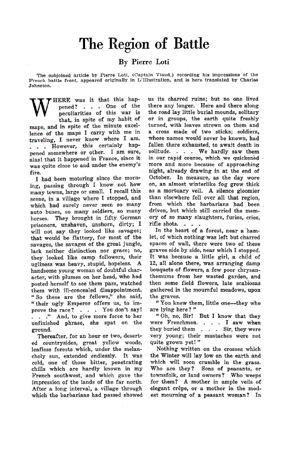 First page of The Region of Battle